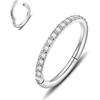 [Gorgeousxx] 316L Stainless Steel  Rhinestone Studded Nose Ring for Women Piercing Body Jewelry
