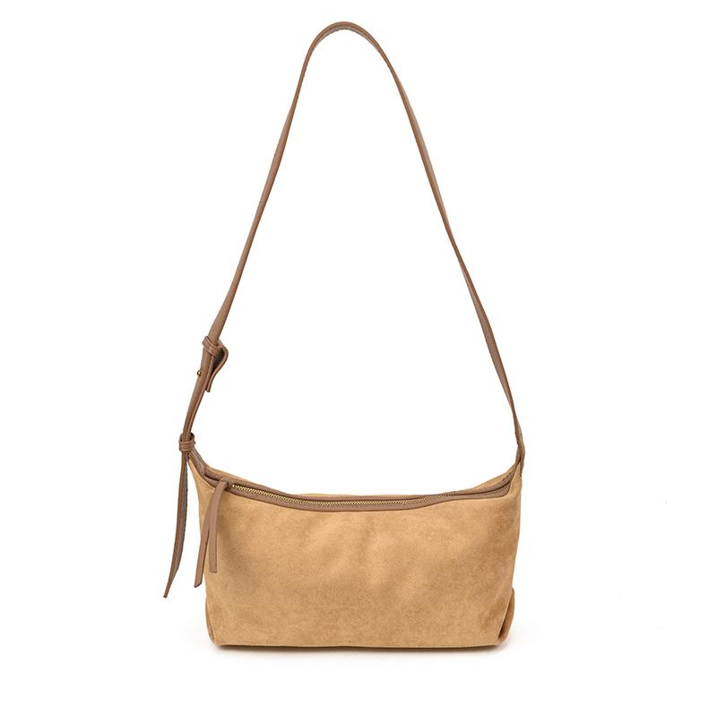 2026 High Quality Bags Faux Suede Solid Color Zipper Large Capacity Shoulder Bags Winter New Trend Temperament Satchels