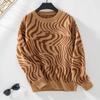 Autumn Winter Vintage Loose Long Sleeve Top Print Cardigan Knitwear O-Neck Sweater