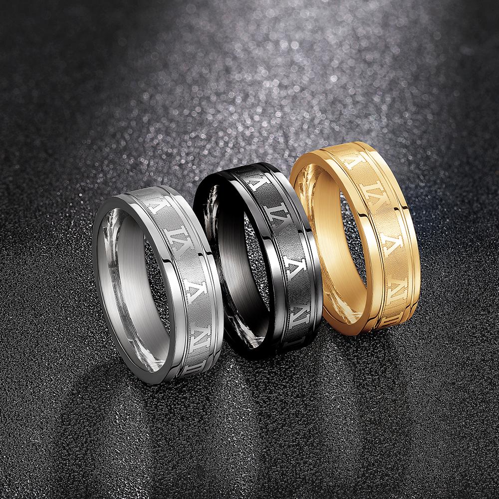 Vintage Roman Numerals Men Rings Temperament Fashion SimpleStainless Steel Rings For Men Jewelry Gift
