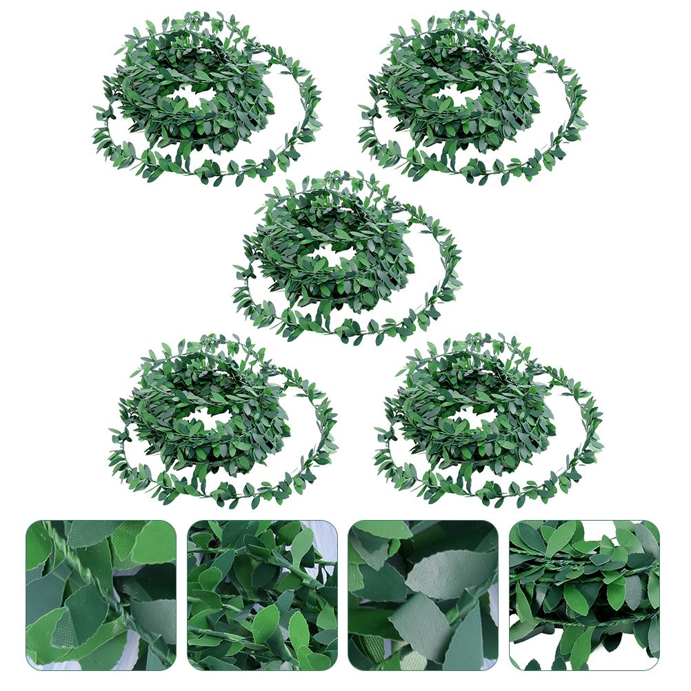 

5 Pcs Decor Wire Green Leaf Rattan Simulation Fake Hanging Plant Cake Plants Artificial 750X4.1CM зелёный