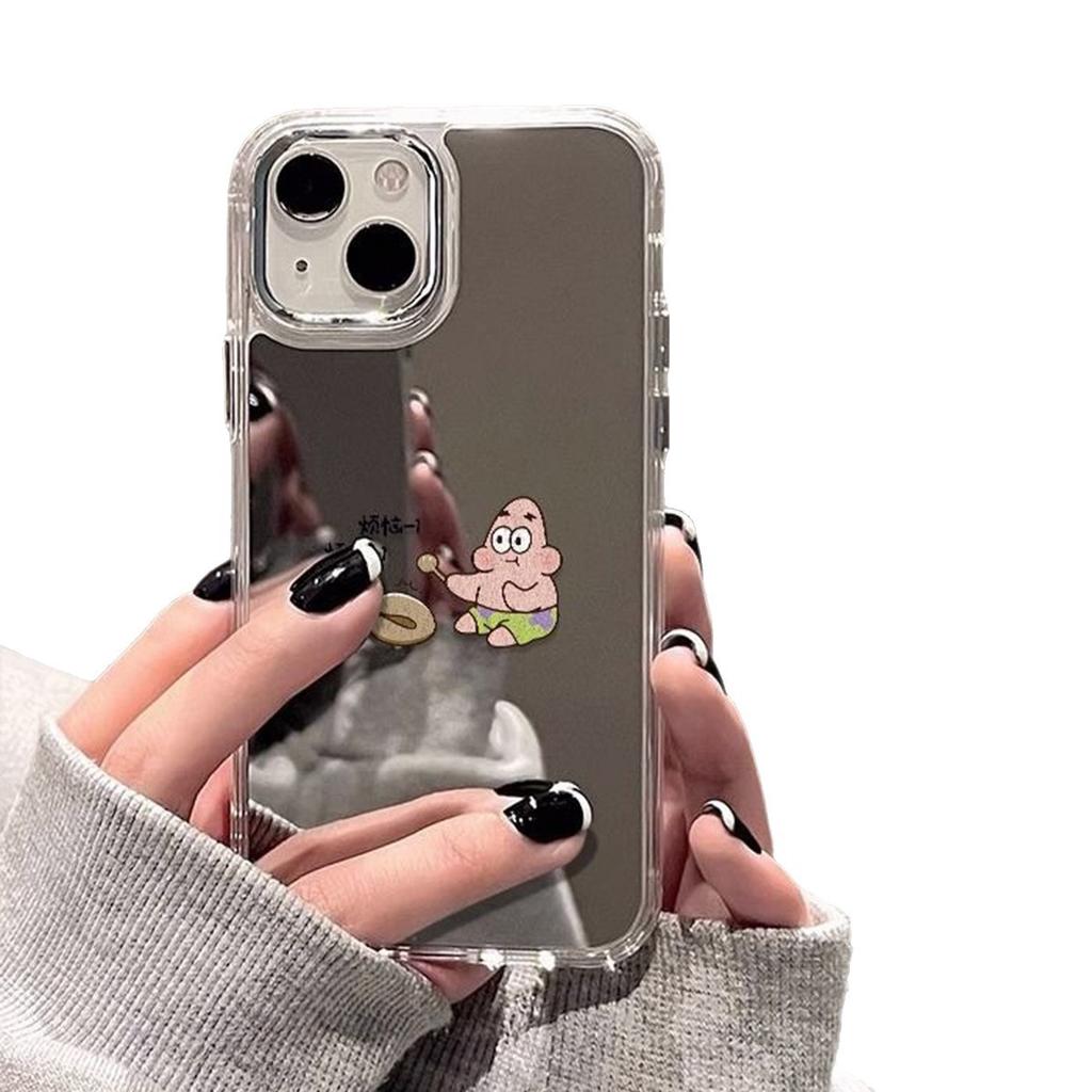 For Huawei P70pro Mirror Phone Case with Lanyard Four-corner Lanyard Cartoon Simple Mirror Phone Case