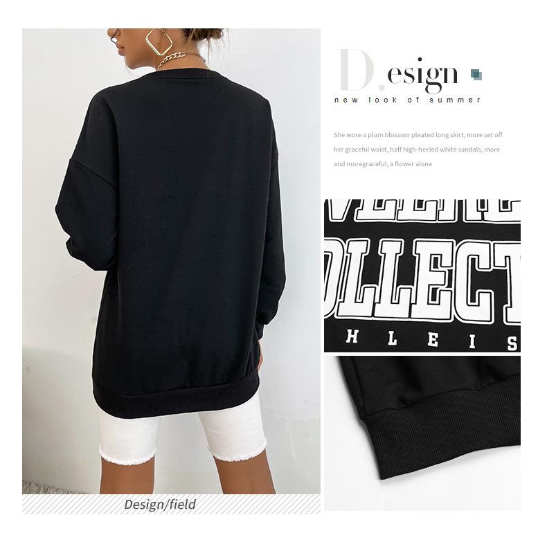 2025 Autumn Women's Long-Sleeve Letter Round Neck Pullover Hoodie
