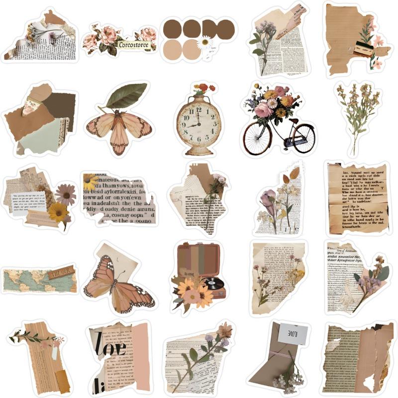 50 Pieces of Retro Graffiti English Stickers for Mobile Phone Notebooks, Luggage Box Computer Decorations, and Wall Art.