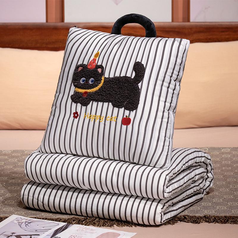 Office Nap Pillow Blanket: 2-in-1 Sofa Throw & Car Cushion Quilt