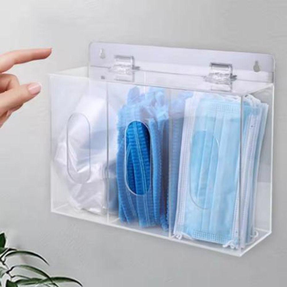 1/2/3 Grids Glove Storage Box Transparent Gloves Dispenser Box Practical Mask Dispenser  Earplugs