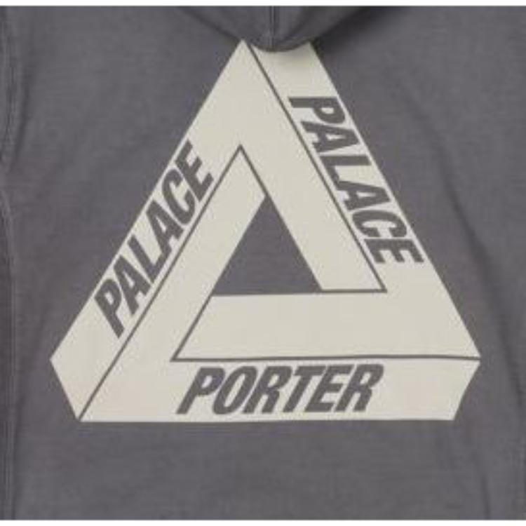 Palace X Porter Collaboration SS23 Back Logo Print Casual Loose Hoodie Unisex hoodies Cement-Gray PAL-SS23-104