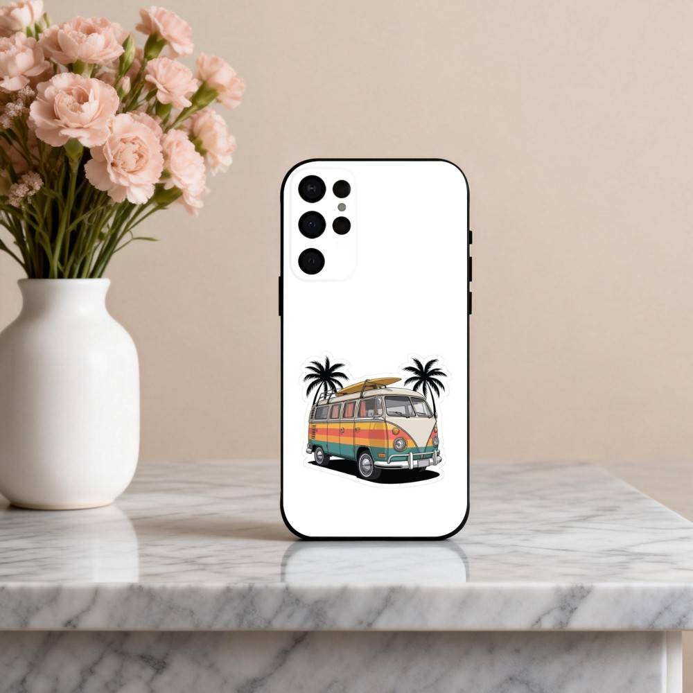 C-Combi Van Surf Art Phone Case For Samsung S25,24,23,22,30,21,10,9,Ultra,Plus,Lite,FE,4,5 G Soft Black Case