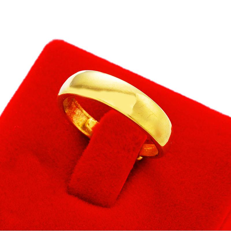 Elegant Gold-Plated Brass Open Ring for Couples: Thickened Vietnamese Sand Gold Finish for Men & Women