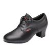 Women's soft-soled square dance Latin dance shoes Adult teacher medium heel beef tendon cloth dance shoes National standard leather women's