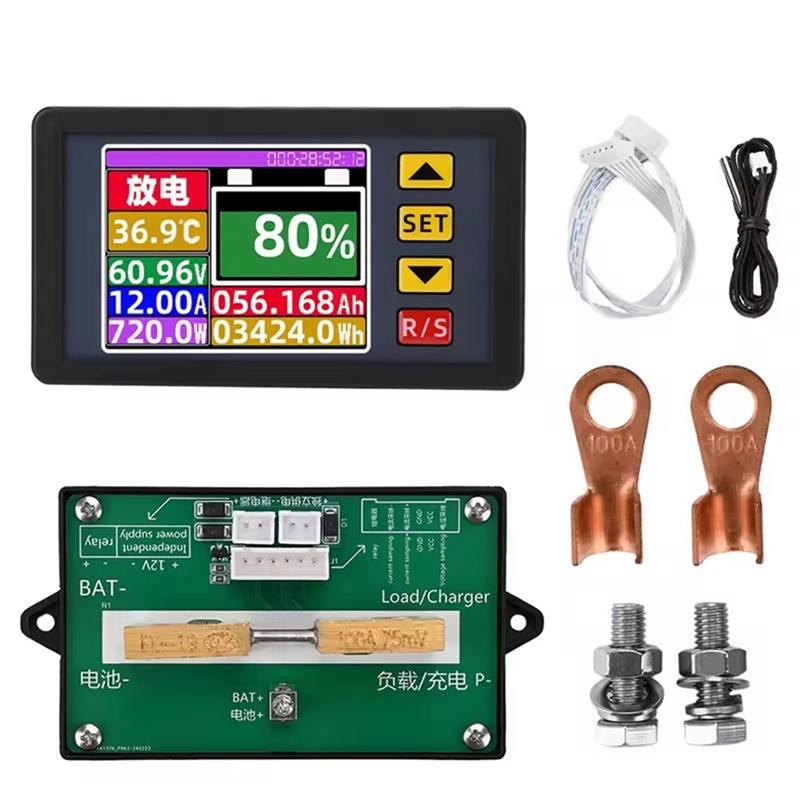 Bidirectional Current Coulometer DC7-200V Digital Display Voltage Current Power Meter Voltmeter Battery Capacity Tester
