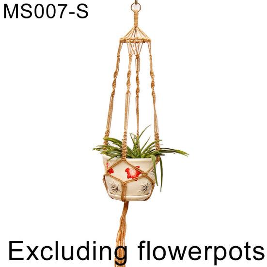Linen Rope Plants Flowers Pot Hanging Basket Holder Net Garden Balcony Decor