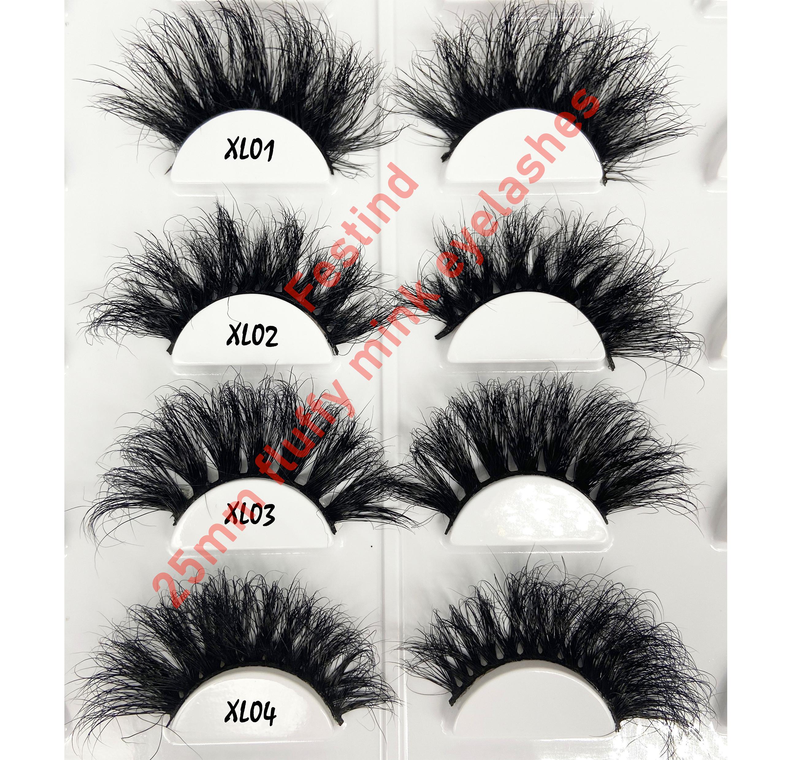 Wholesale Private Label Eye Lashes 3d Mink 25mm False Strip Eyelashes with Customized Packaging Own Brand Box Eyelash tray&Mix