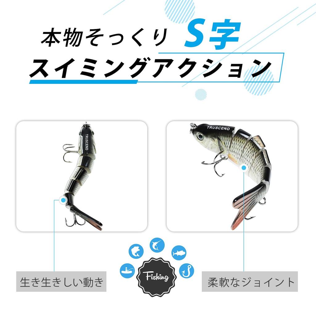 TRUSCEND Fishing Saltwater Freshwater Suitable for Spanish and Various Other [6-Joint Design] Lure, 20g, 3-Pack, Lifelike, & Minnow, Seabass,