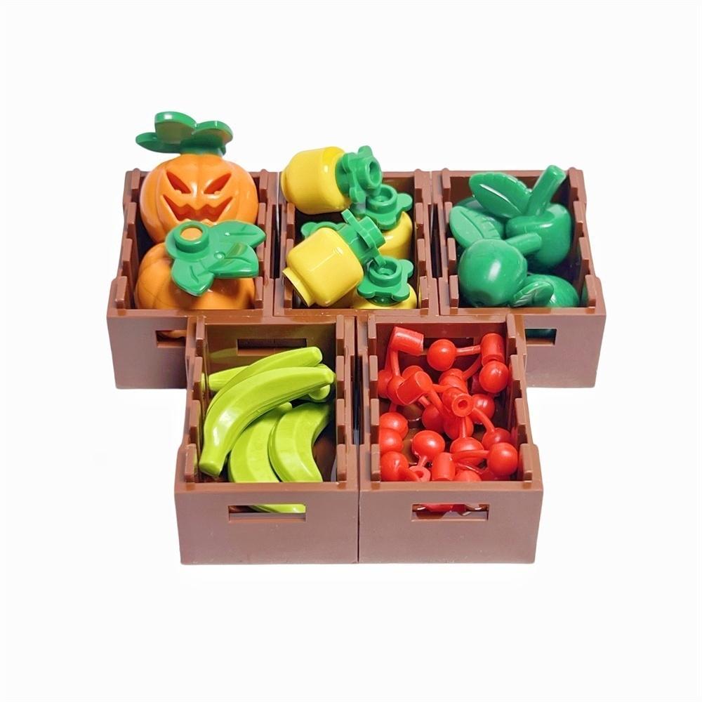MOC Продукты и Инструменты Строительные Блоки DIY Игрушки Морепродукты Мясо Овощи Фрукты Десерт Бокал Посуда Мелкие Частицы Строительные Блоки