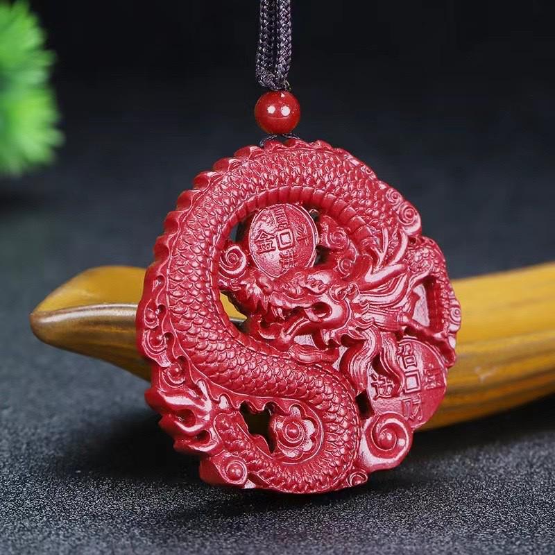 Dual-Sided Dragon Pendant: Purple Gold Sand, Hollow Design for Men and Women, Year of the Dragon.