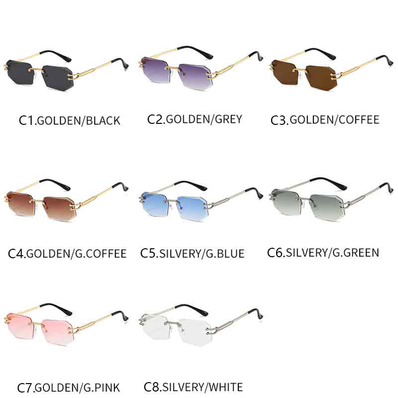 Fashion Irregular Rimless Square Metal Sunglasses Women Men Sweet Luxury Brand Sun Glasses Simple Leisure Lady Man Eyewear UV400