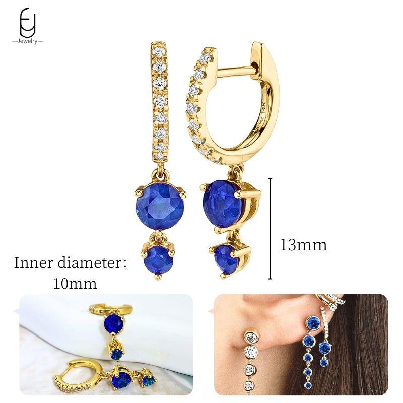 925 Silver Ear Buckles Fashion Hoop Earrings Dark Blue Crystal Pendant Gold Earrings High Women's Jewelry Luxury Gifts