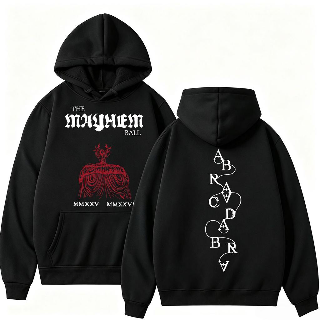 Lady Gaga The MAYHEM Ball Red Dress Print Hoodie Trend Pop Music Vintage Long Sleeve Loose Fleece Casual Men Women Pullover Male