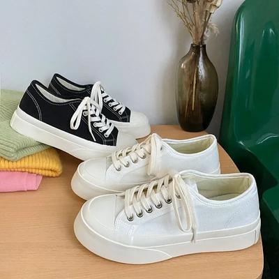 Mode Damen Canvas Sneaker Herren Freizeitschuhe Flache Schuhe Schnürschuhe Zapatillas Mujer Chaussure Femme Plateau-Sneaker