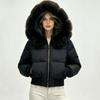 Womens Short Winter Puffer Coat With Faux Fur Hood Slim Fit Petite Ladies