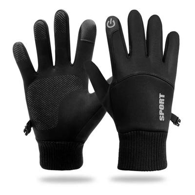 Winter-Fahrradhandschuhe, warm, volle Finger, wasserdicht, für Outdoor-Sport, Laufen, Motorrad, Ski, Touchscreen-Handschuhe für Männer und Frauen, schwarz