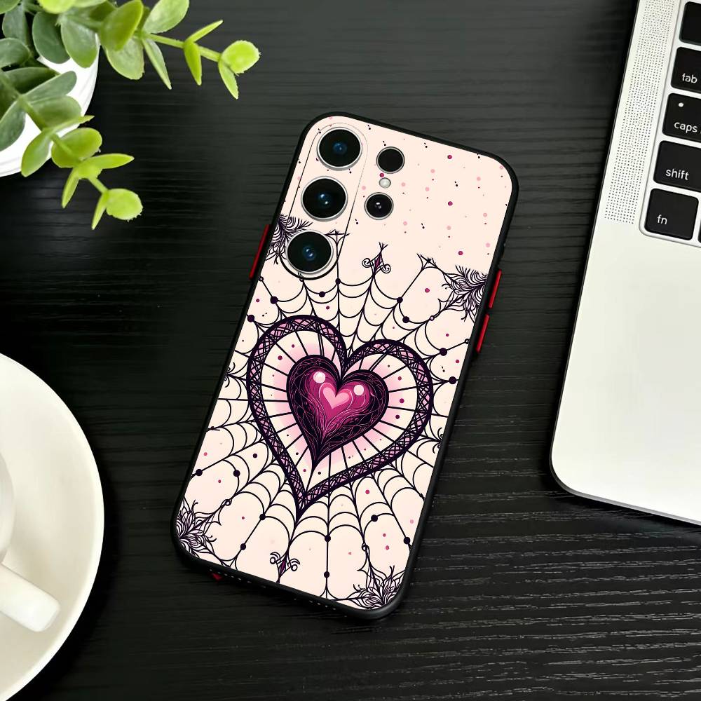 Gothic Dark Sweetheart Phone Case For Samsung S26,S25,S24,S23,S22,S21,S20,Ultra,Plus,FE Black Soft Cover
