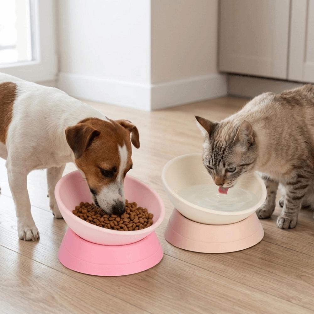 Anti-Tip Tilted Pet Bowl Adjustable Angle Neck Care Bowl Stable Elevated Feeder Neck Protection