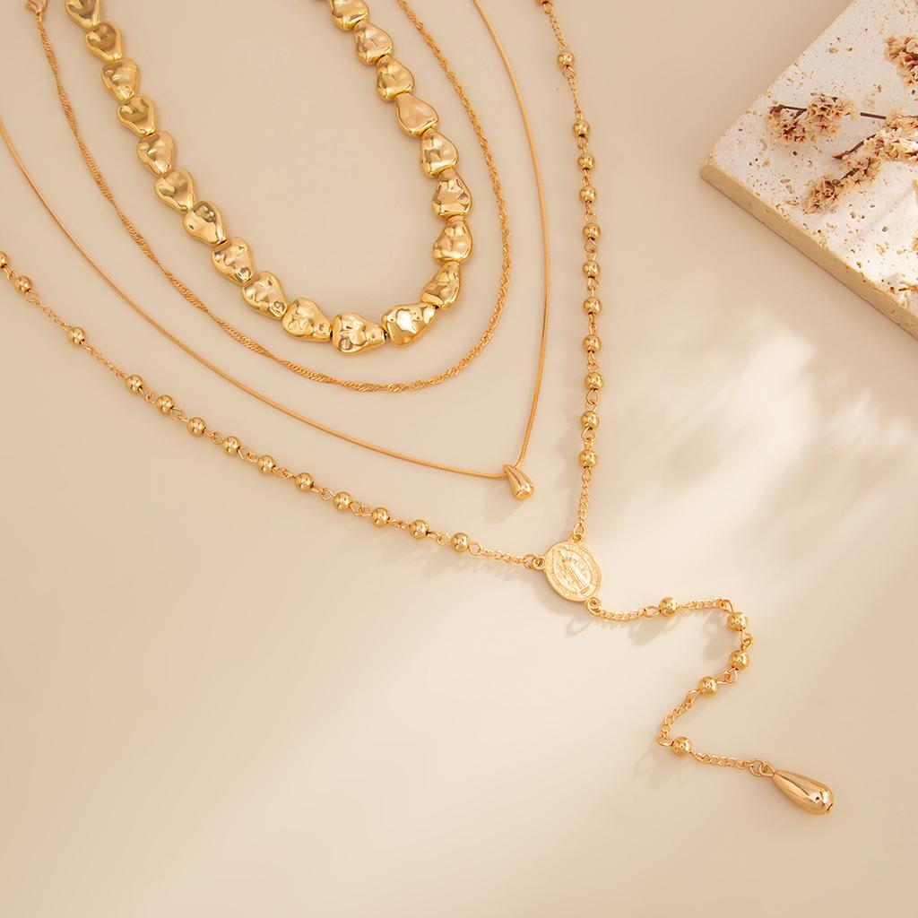 Simple Water Droplet Pendant Necklace Unique Irregular CCB Sweater Long Chain Jewelry Accessory