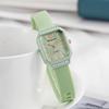 Damen Silikon Uhr Quadratisches Zifferblatt Strass Minimalistisch Kleid Quarz Armbanduhr Uhr für Freizeit Formell Büro Party