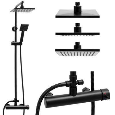 Shower Set - Rain Shower - 20cm - Black - Mechanical Mixer - Rain Shower