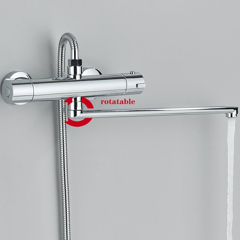 Thermostatic Shower Faucet Mixing Valve Thermostatic Faucets Shower Bathroom Combination Water Mixer Bathtub Faucet with Handle