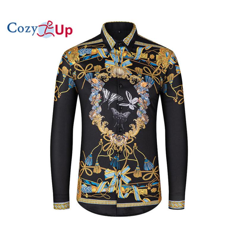 

Уютная мужская классическая рубашка с длинным рукавом и роскошным дизайном с принтом 6XL чёрный