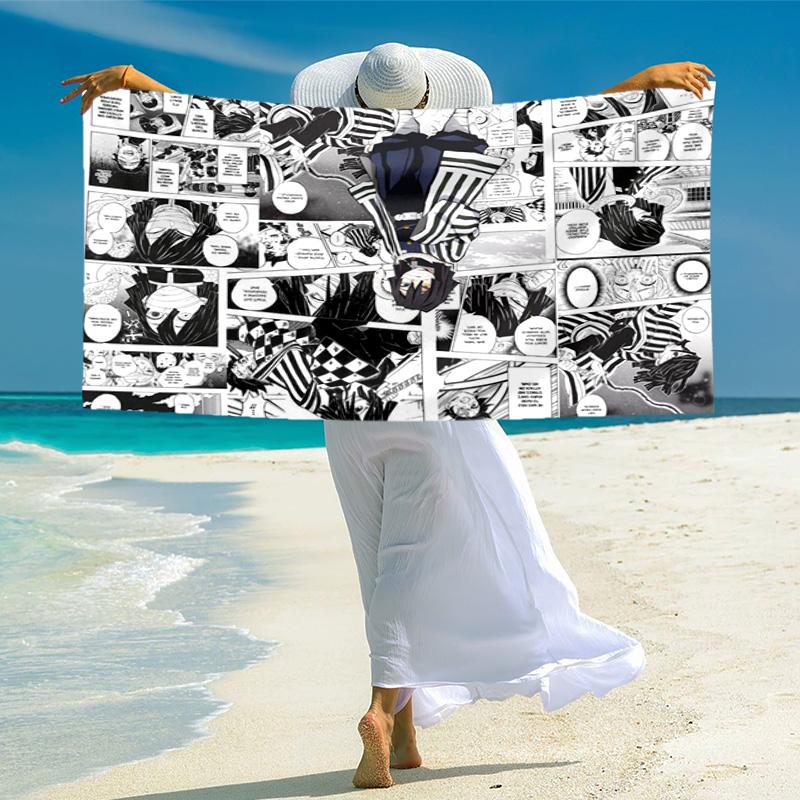 Japanese artist Koyoharu Gotouge's Demon Slayer beach towel, outdoor camping vacation swimming beach towel, outdoor absorbent bath towel blanket K17