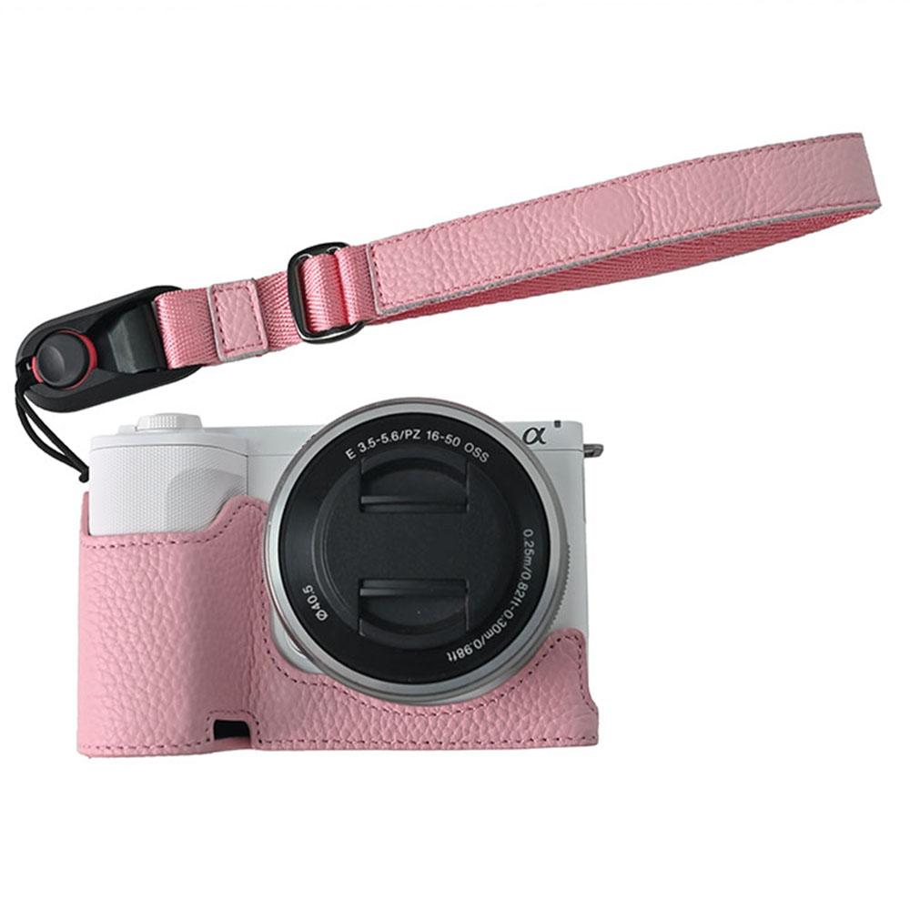 

For Sony Alpha ZV-E10 II Camera Case Large Opening Genuine Cow Leather Protector with Wrist Strap B