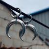 Vintage  Gothic Hip Hop Style Moon Pendant Hoop Earrings Minimalist Metal C Shape Hoop Earrings For Trendy Punk Rock Ear Jewelry