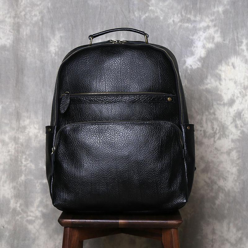 Vintage Rindsleder Rucksack Oberste Schicht Aus Echtem Leder Herren Hohe Kapazität Computer Rucksack Lässiger Geschäftsreise Rucksack