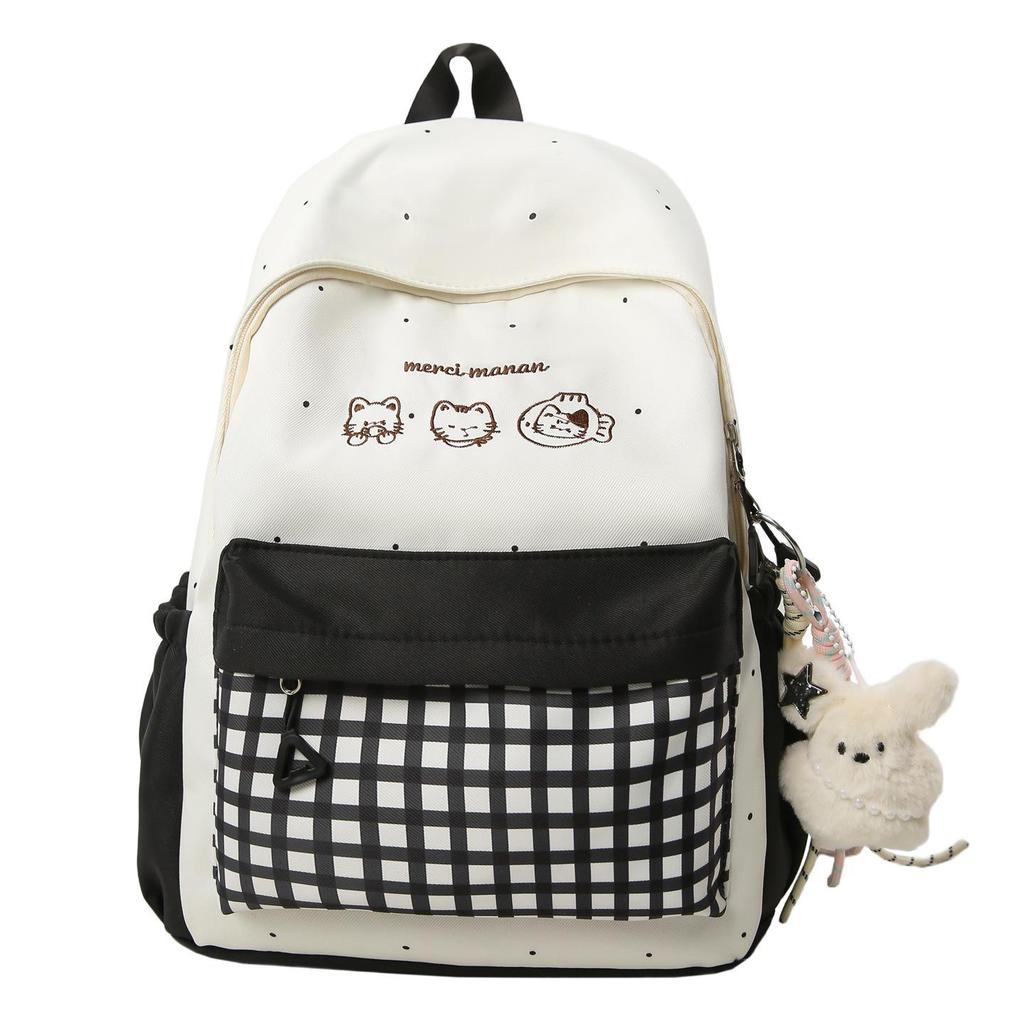 Lightweight Plaid Backpack for Junior High Students - Stylish & Spacious