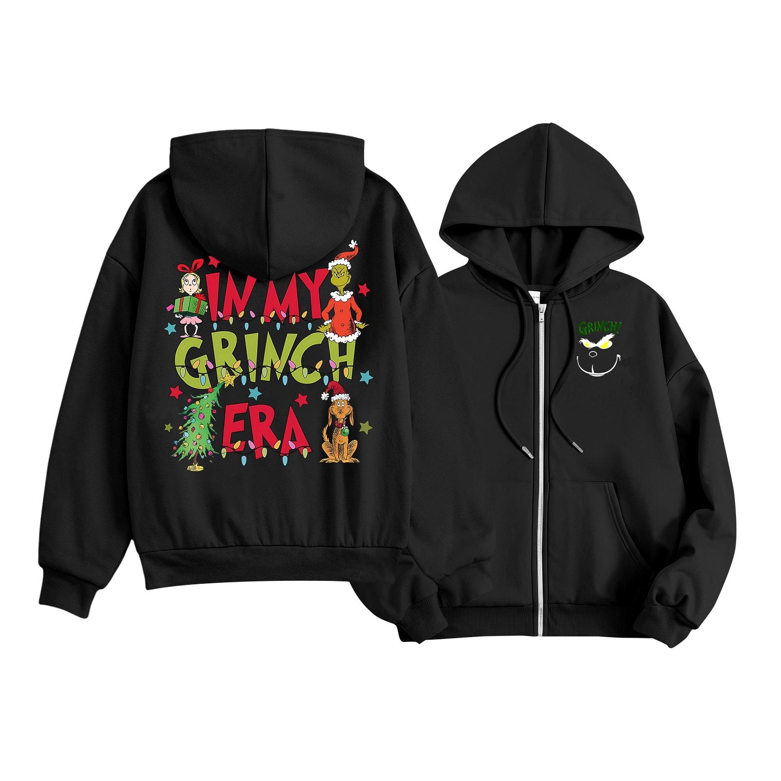 

Kids Fashion Lightweight Long Sleeve Zipper Hoodie Christmas Printed Hoodie With Pockets 110