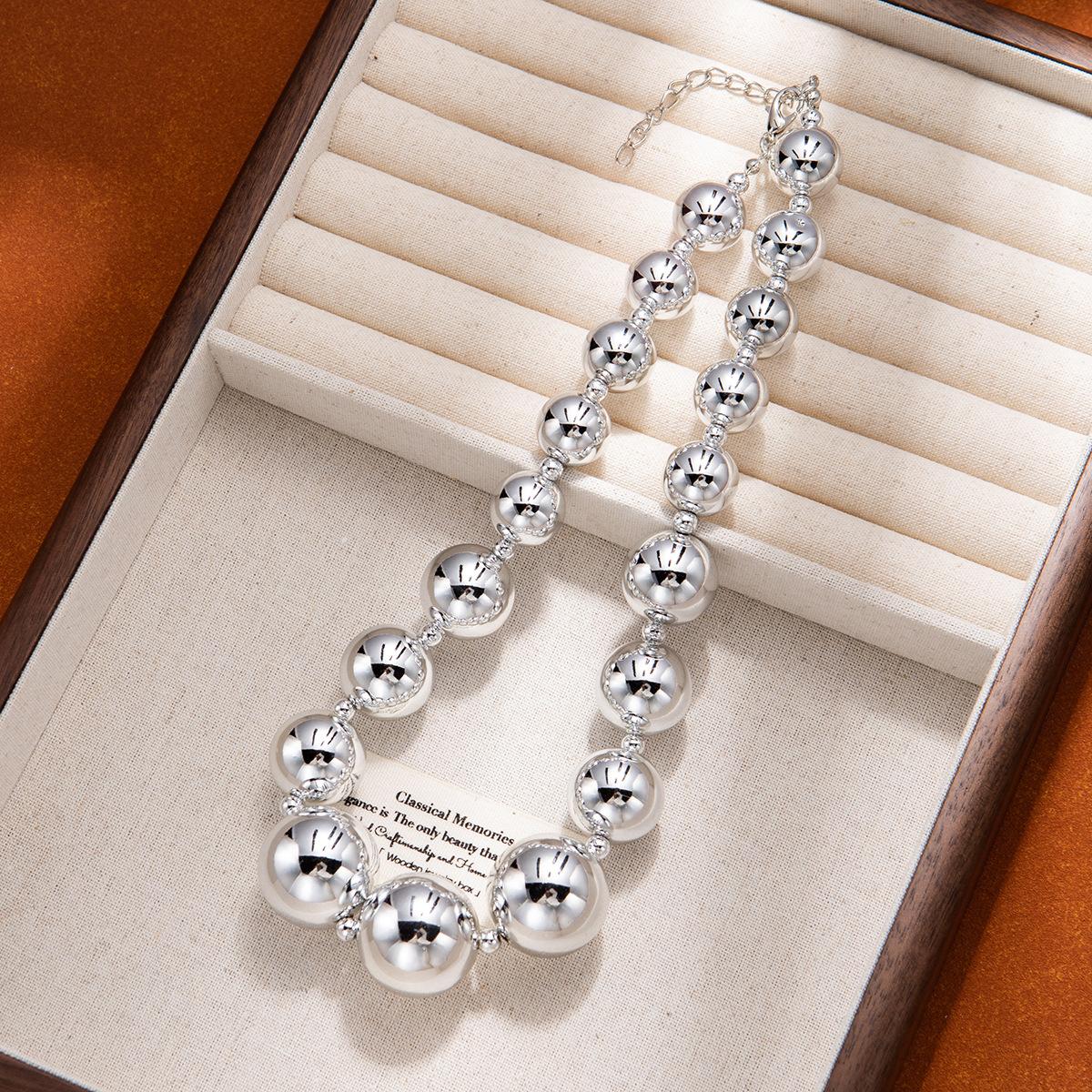 Панк Преувеличенное Геометрическое Круглое Бусины Ожерелье, Легкая Роскошь Высококачественная Мода Темперамент Цепочка для Свитера Женская