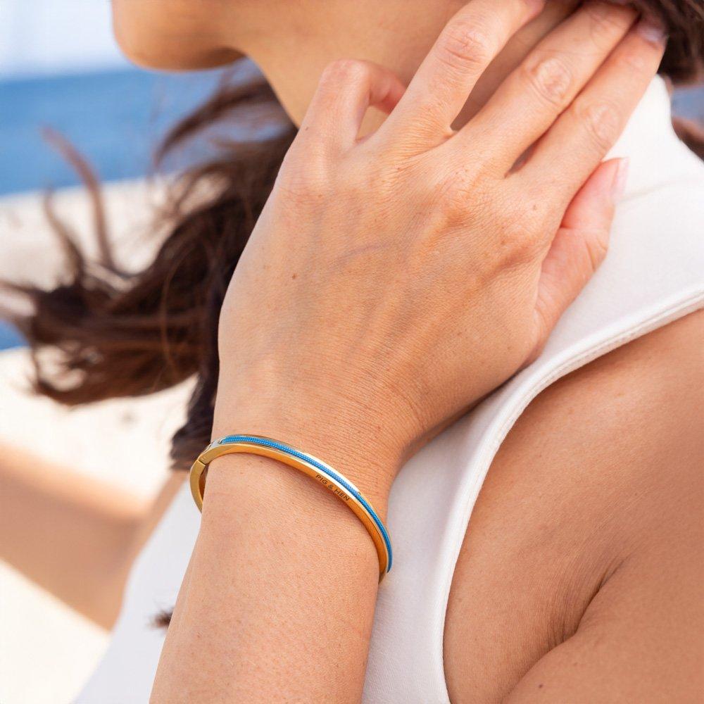 (Women's) Pig & Hen Maya Lou Bracelet - Light Blue X Gold