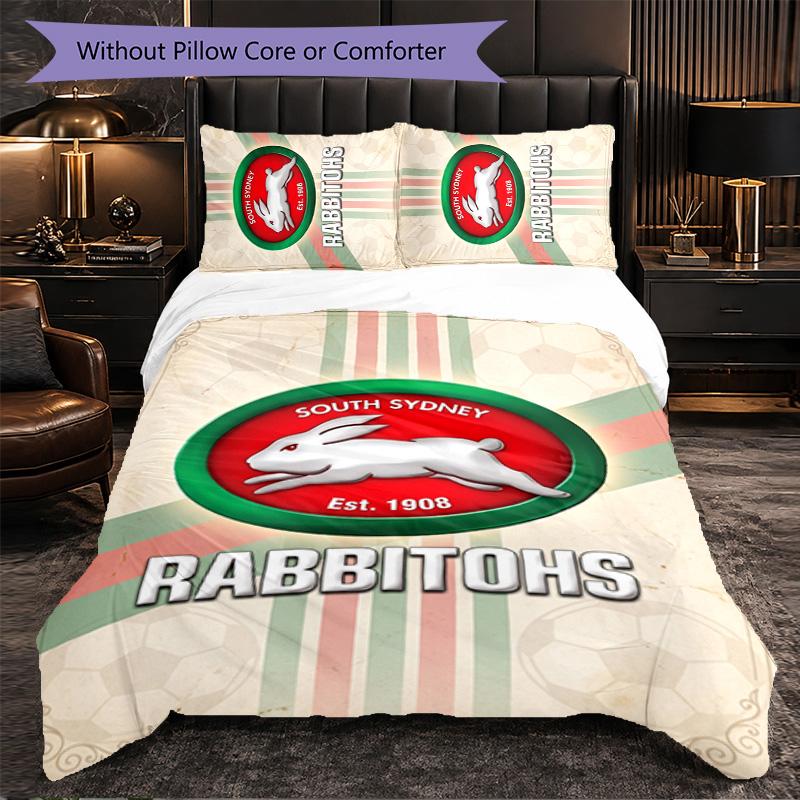 South Sydney Rabbitohs Modello Microfibra Set Biancheria da Letto 3 Pezzi Decorazione Copripiumino per Camera da Letto Uso Domestico