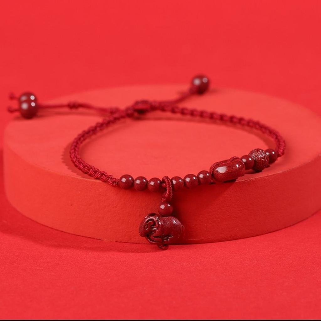 Men's and Women's Zodiac Natural Cinnabar Red Rope Anklet Female Girlfriend Anklet Female