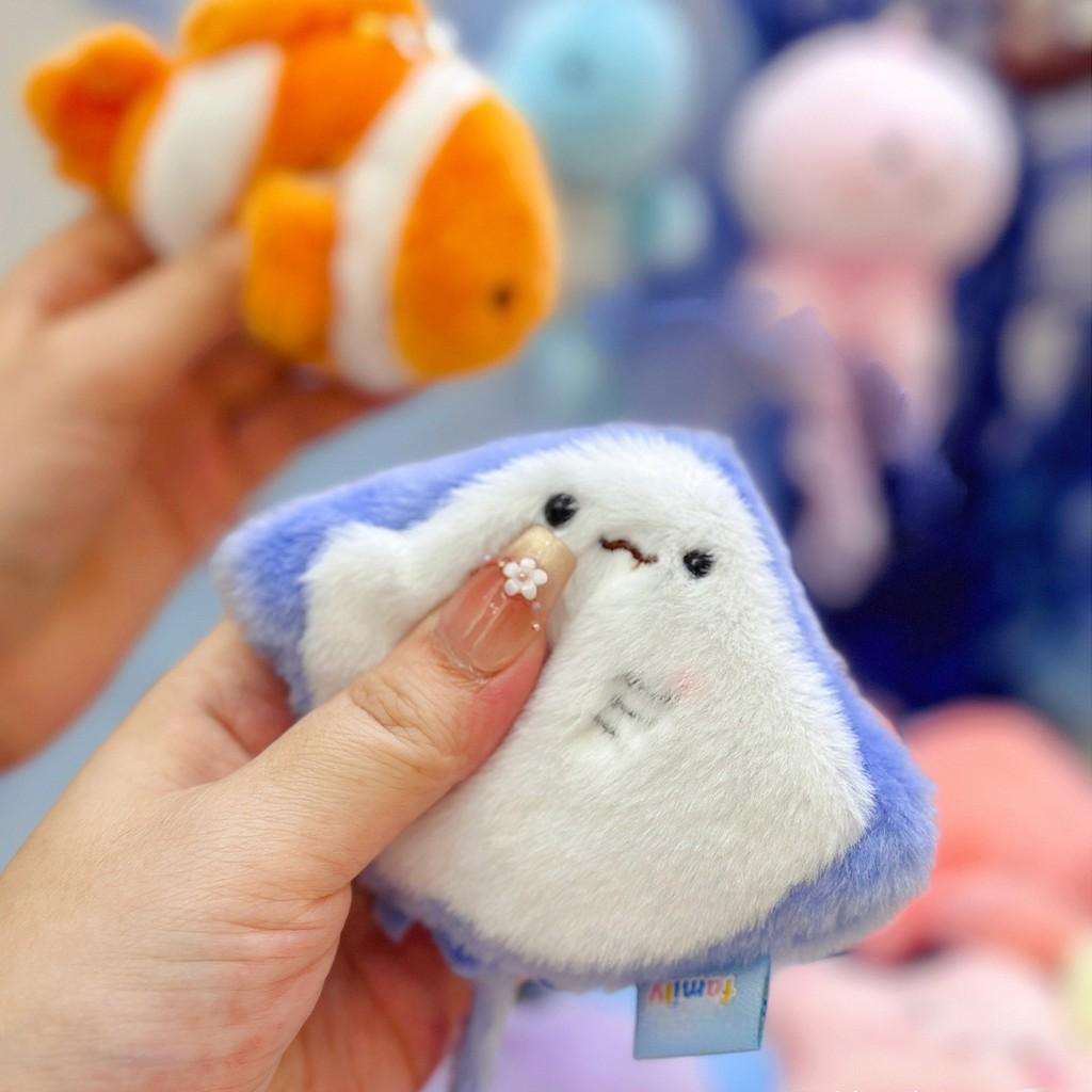 Plush Marine Animals Keychain Turtle Shark Pendant Pressable Decoration Sound