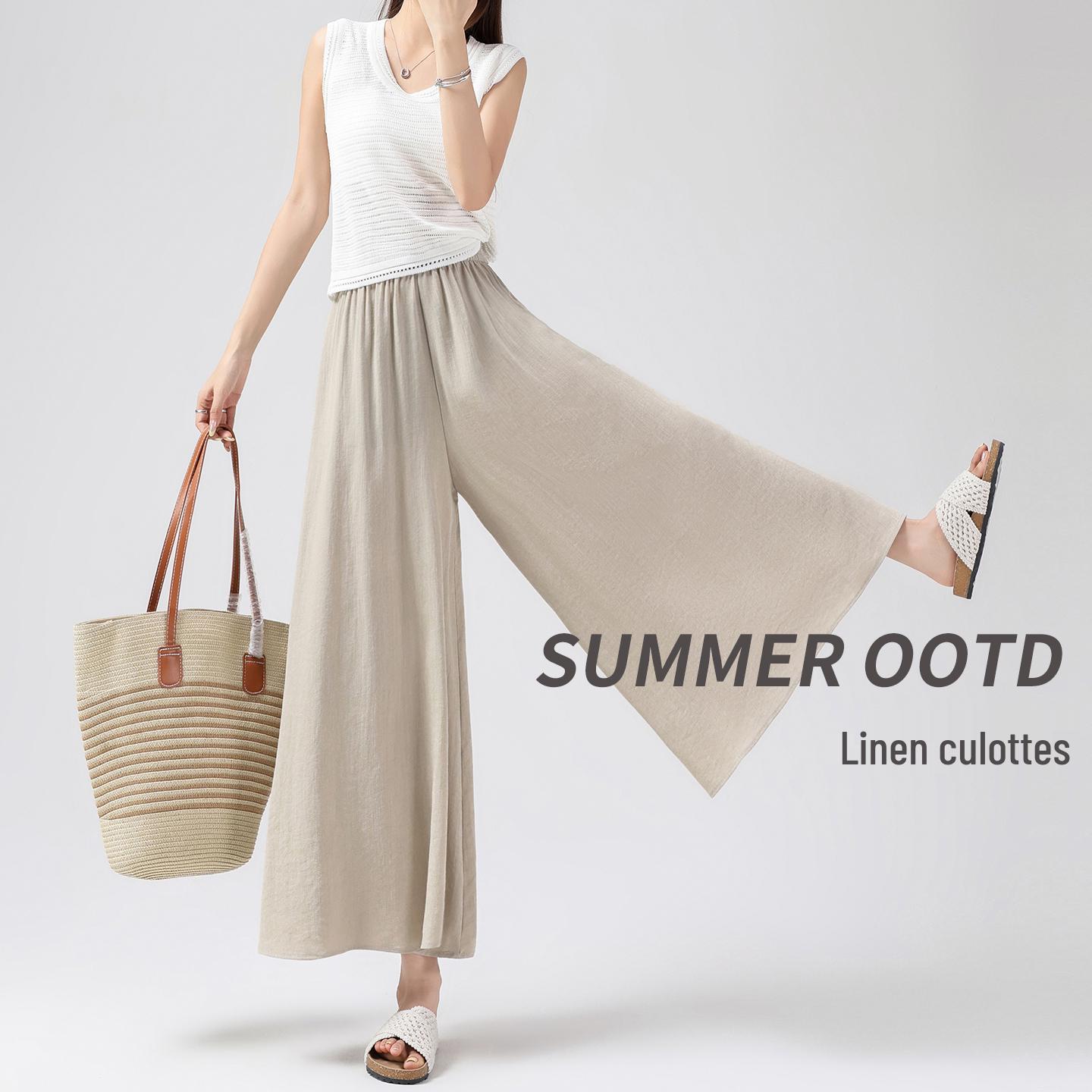 YAMAMOTO Women s Summer High Waist Ice Silk Skirt-Pants, 2026 Petite Loose Wide-Leg Style Medium