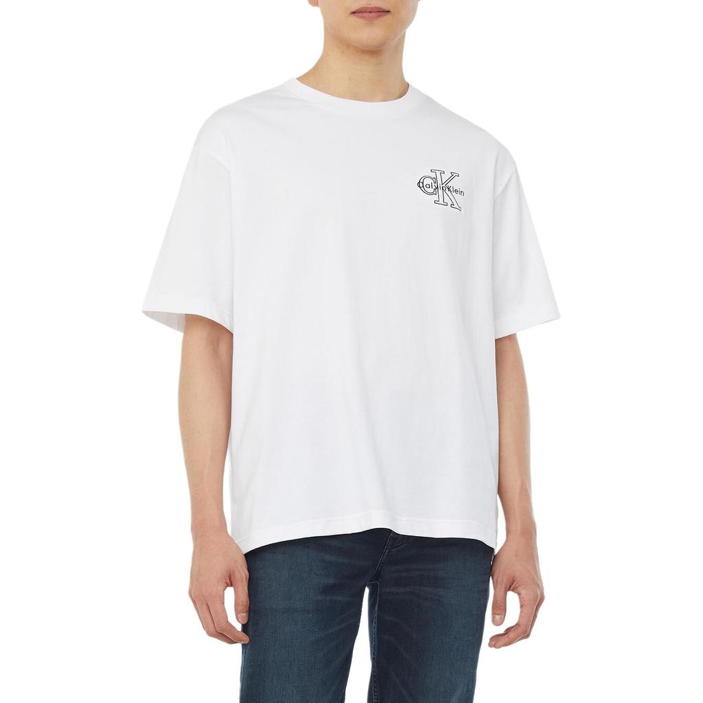 Calvin Klein Logo Oversized Pullover Round Neck Short Sleeve T-Shirt Men T-Shirts White 4RAB821-YAA