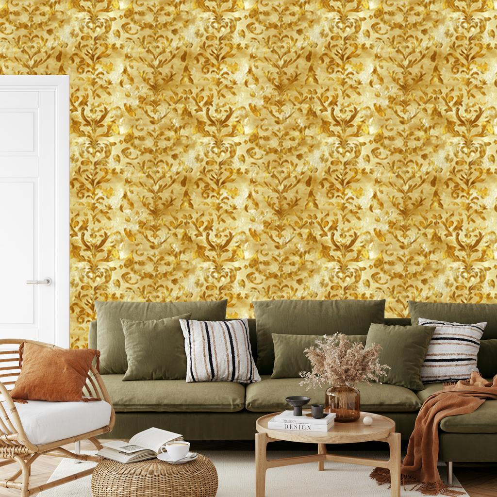 Altes Gold Tapete Gold, Gelb, Creme und Beige 50x1000