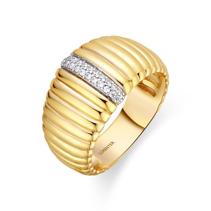 Luxenter Ring In 925 Sterling Silver and Brilliant Zirconia with 18k Gold Finish - Dorane