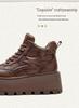 Damen Retro High-Top Schuhe mit Fleecefutter, dicker Sohle und Schnürung
