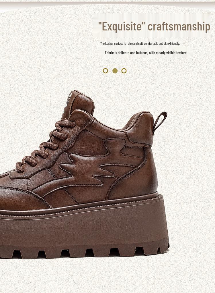 Damen Retro High-Top Schuhe mit Fleecefutter, dicker Sohle und Schnürung